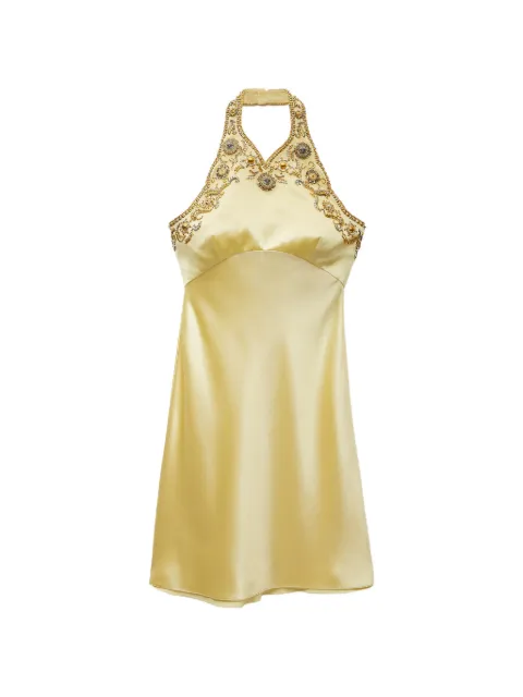 Versace embroidered silk Cady satin mini dress