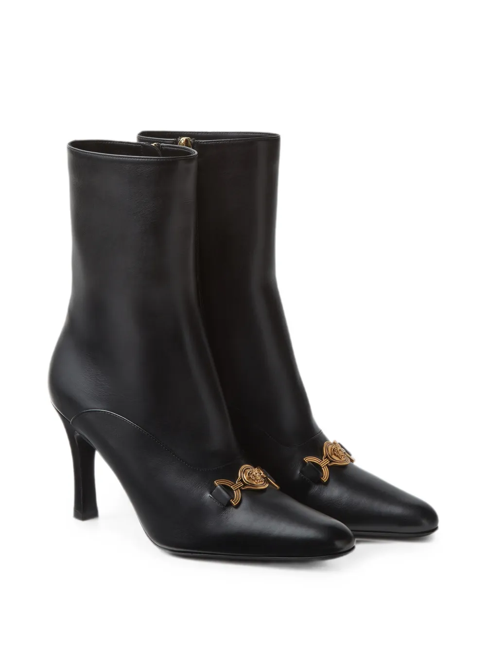 Versace Medusa-plaque leather ankle boots Zwart