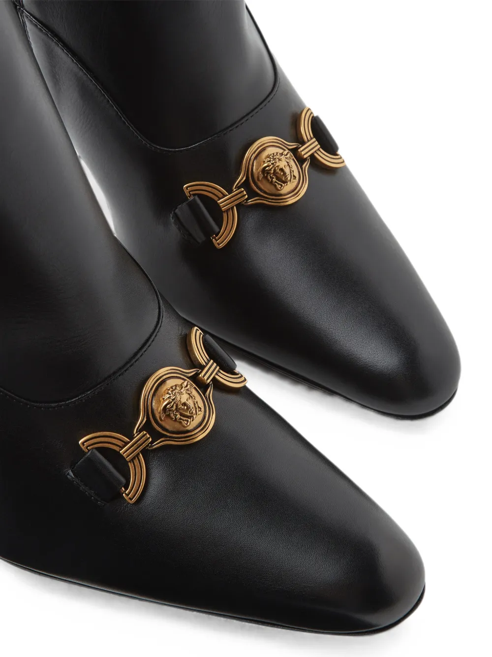 Versace Medusa-plaque leather ankle boots Zwart