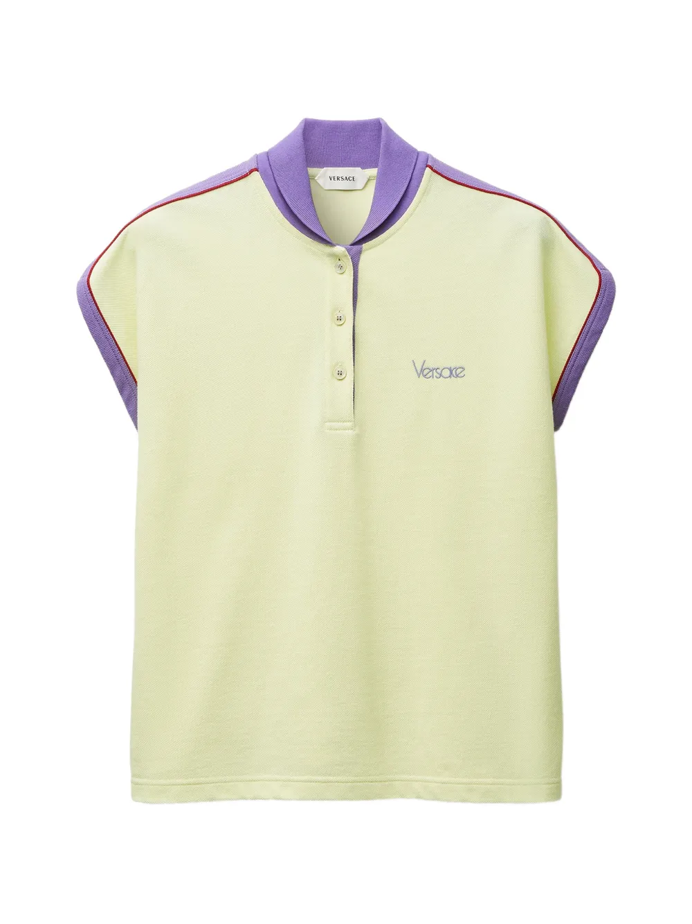 Versace Polo in piqué di cotone con logo ricamato - Giallo
