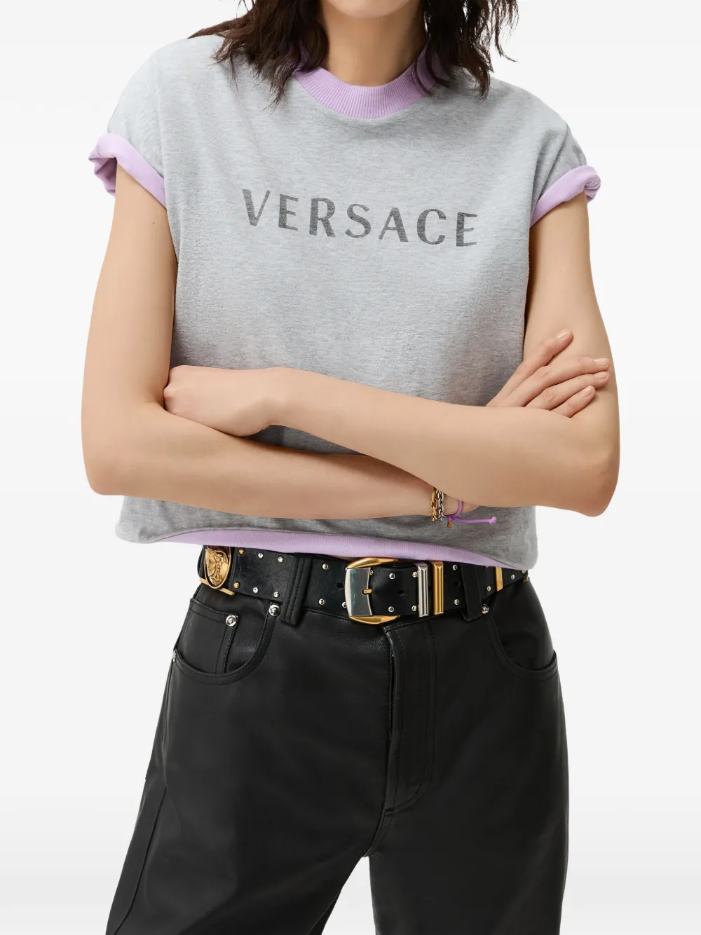 Versace T-shirt met logoprint Grijs