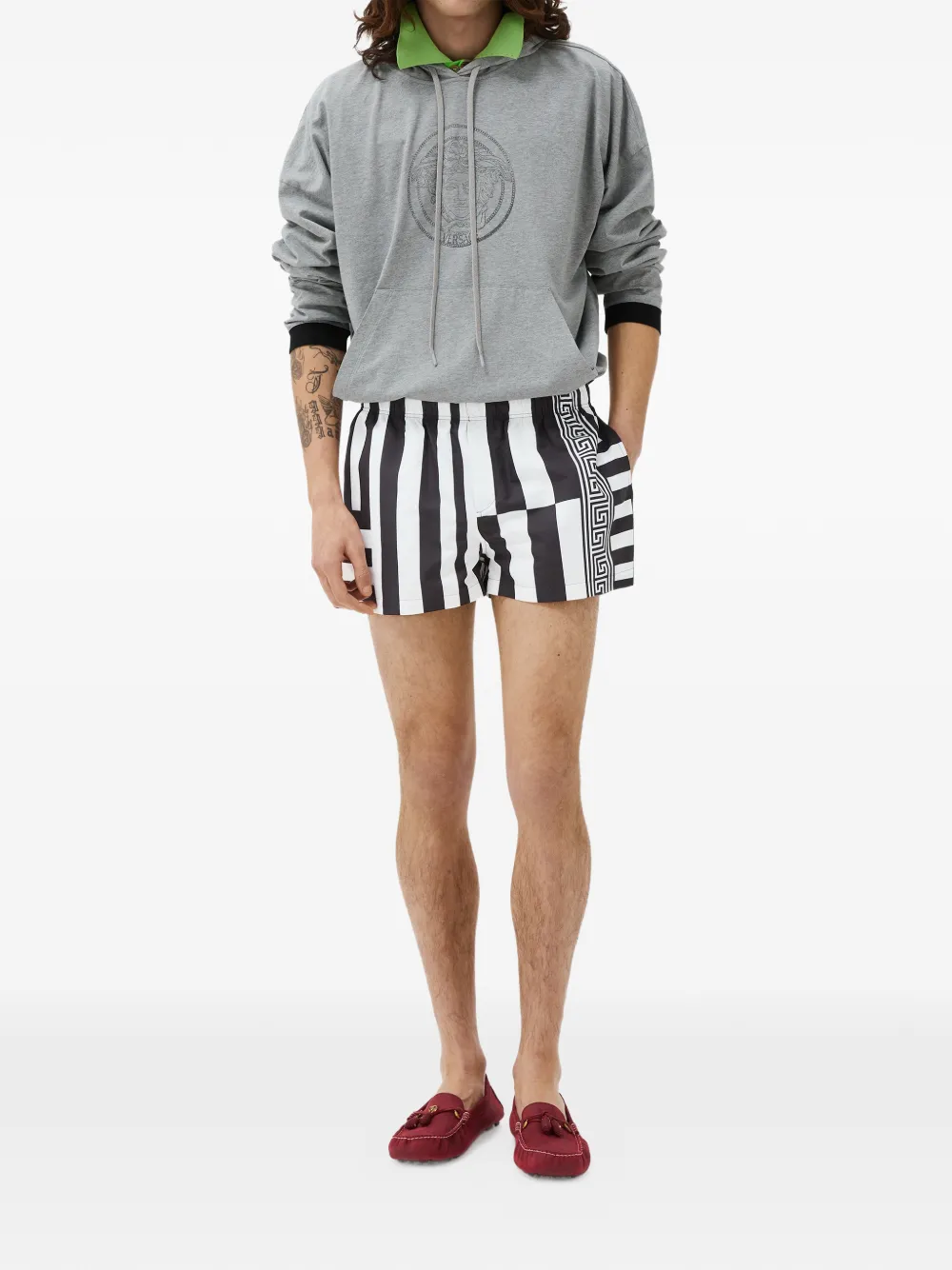 Versace Zwembroek met print Zwart