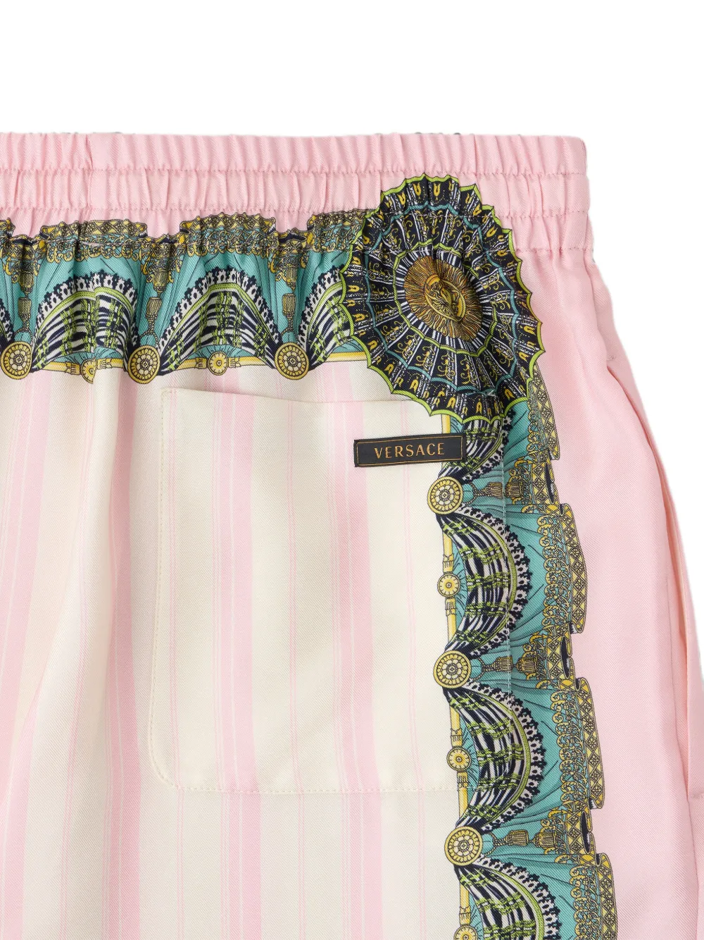 Versace Zijden twill broek met print Beige
