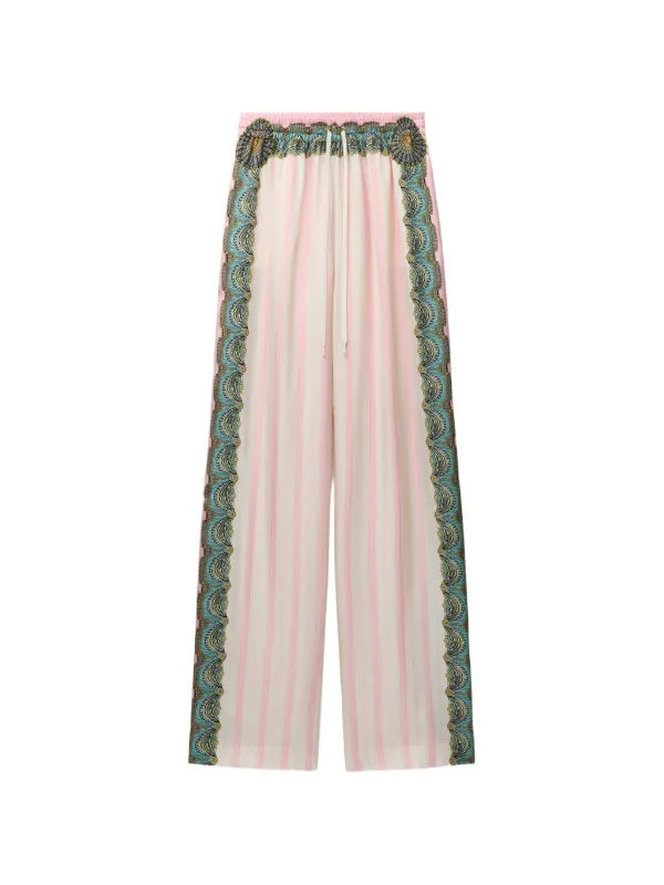 Versace Printed Silk Twill Pajama-style Pants in Neutrals