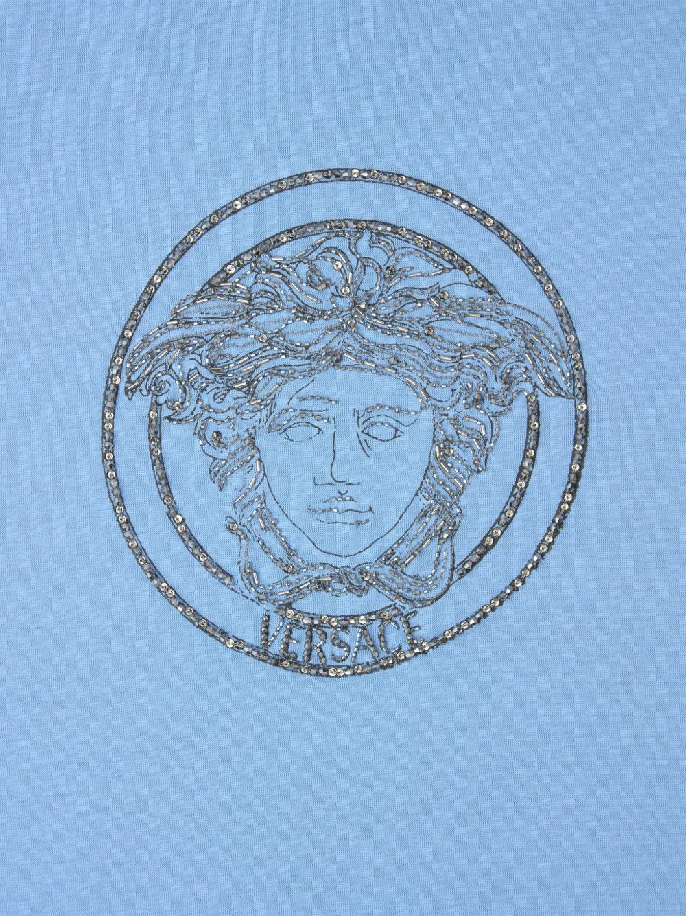 Versace Katoenen-jersey T-shirt met geborduurd logo Blauw