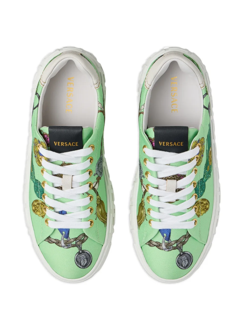 Versace Greca canvas sneakers met print Groen