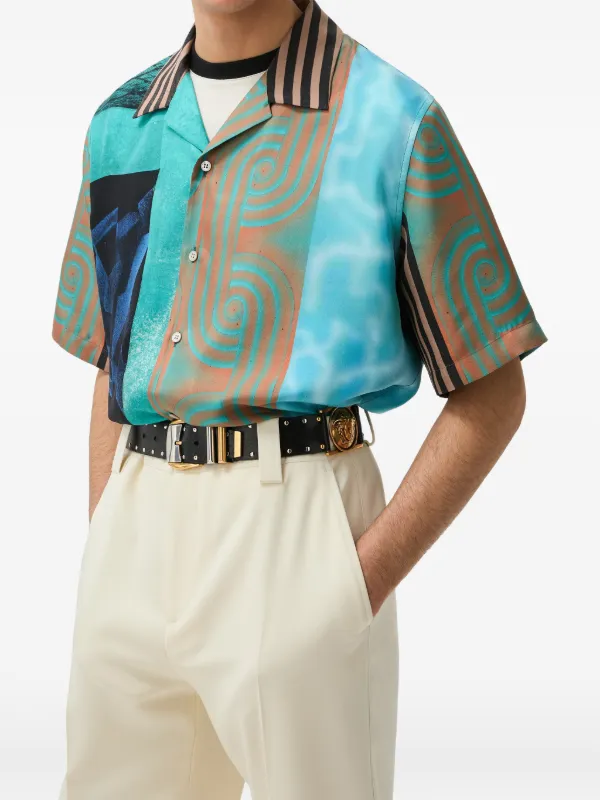 Versace Printed Silk Twill Shirt | Blue | FARFETCH