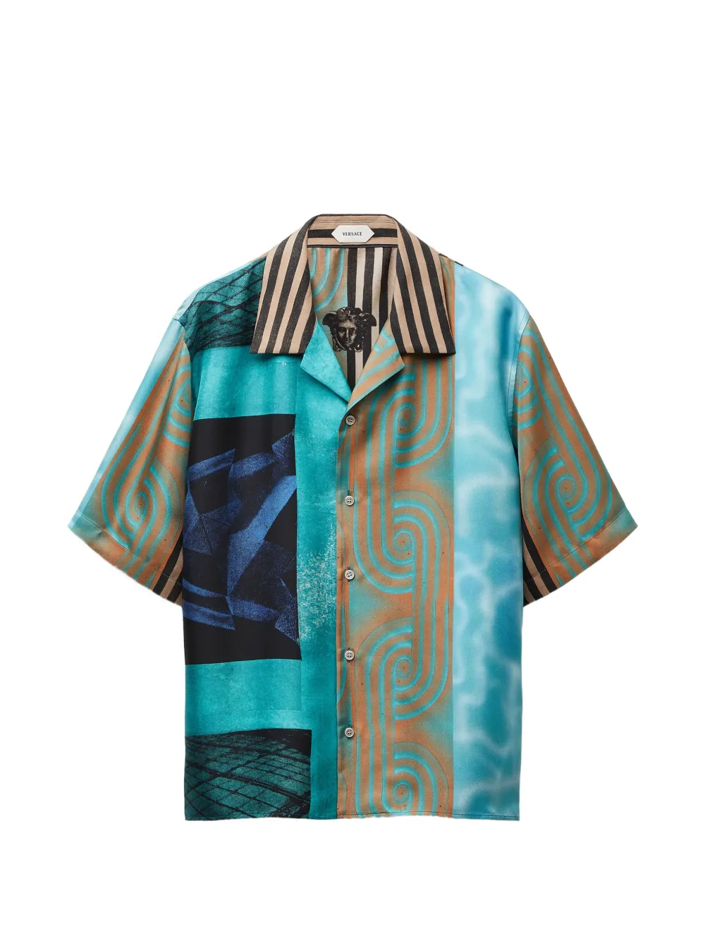 Versace printed silk twill shirt - Blau