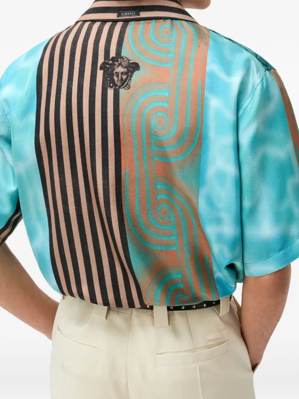 VERSACE シャツ Versace Printed Silk Twill Shirt | Blue | FARFETCH