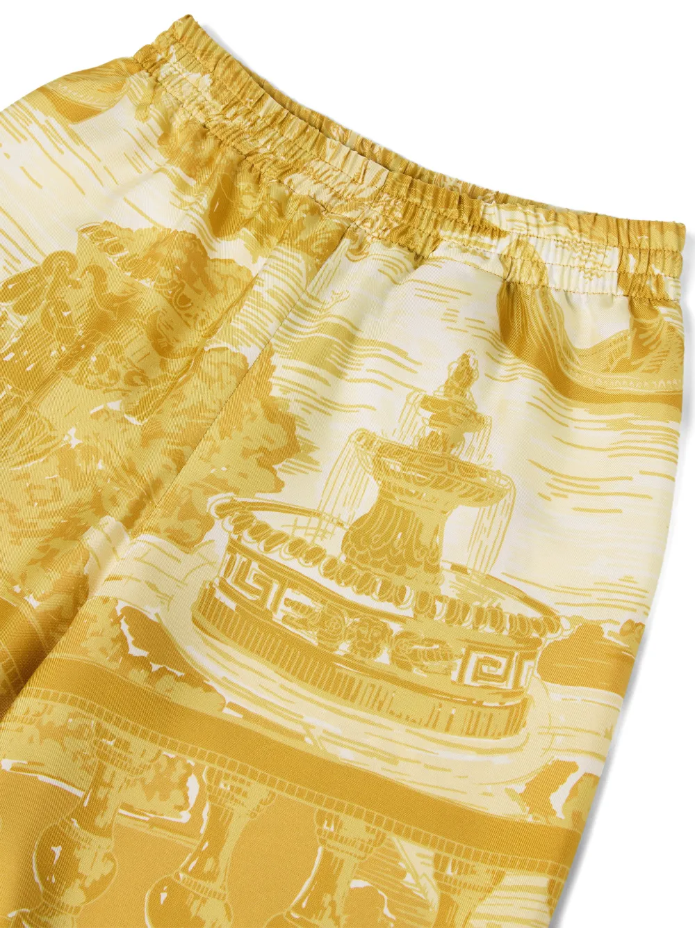 Versace Kids Zijden twill shorts met print Geel