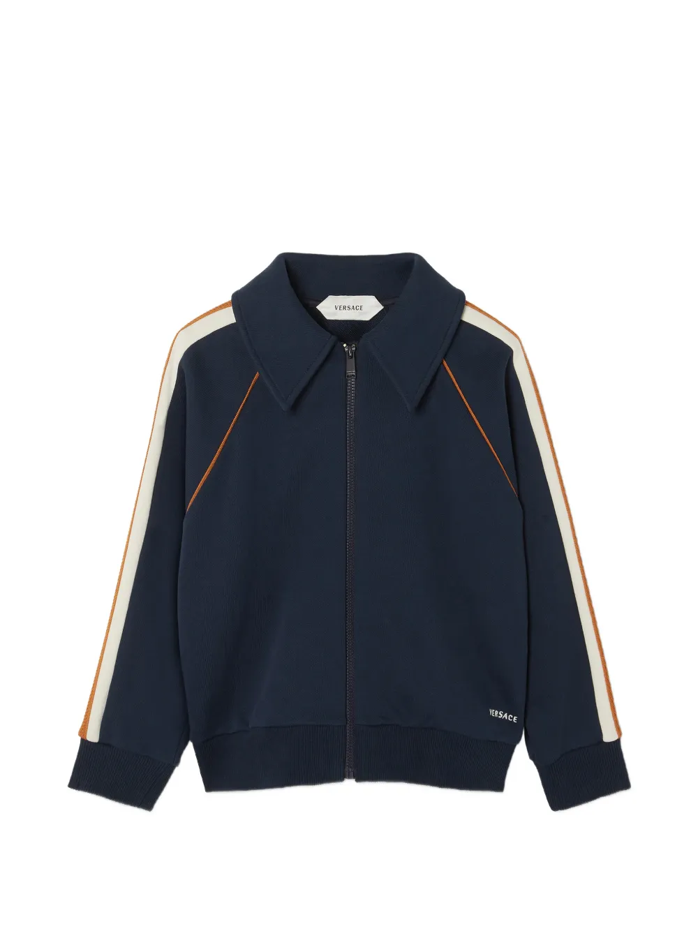 Versace Felpa in jersey di cotone con logo ricamato - Blu