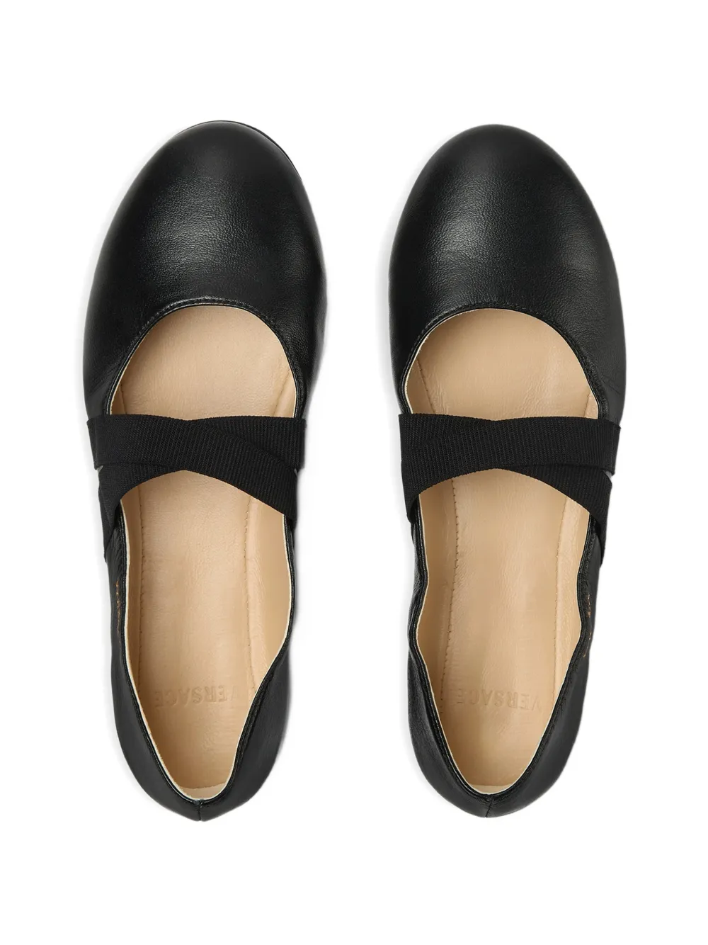Versace Leren ballerina's Zwart