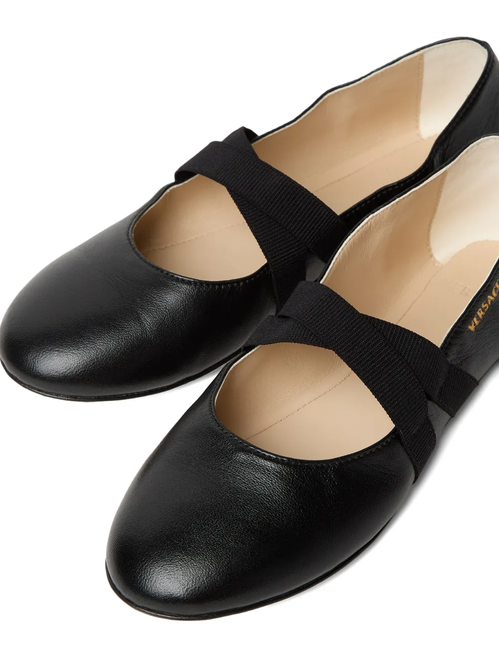 Versace Leren ballerina's Zwart