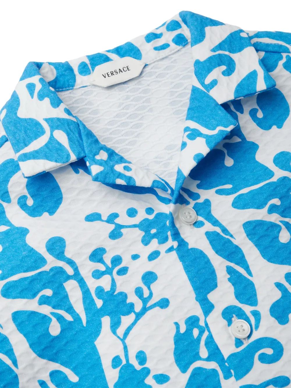 Versace Kids Katoenen piqué shirt met print Blauw