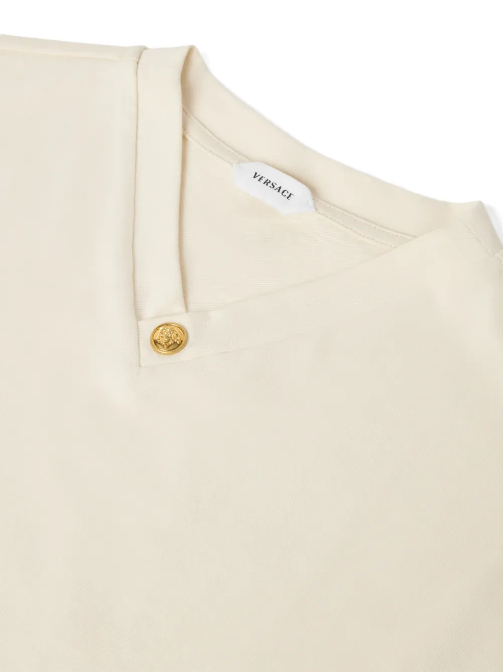Versace Kids Katoenen T-shirt met V-hals Beige