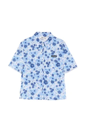 Miu Miu Floral Zip Shirt | Blue | FARFETCH RO