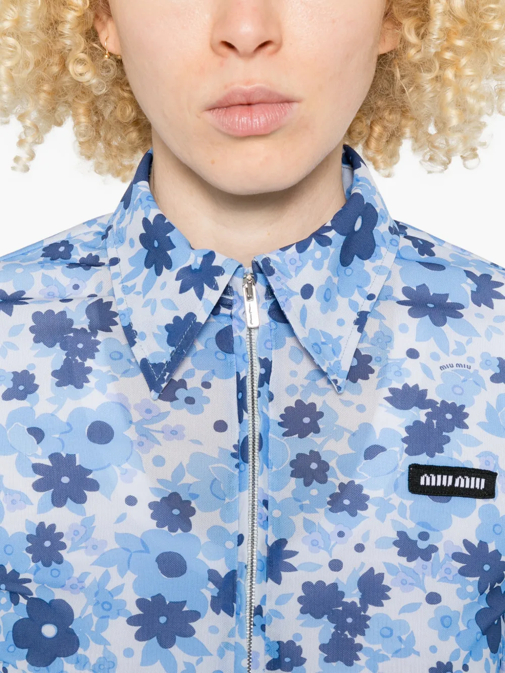 Miu Blouse met bloemenprint en rits Blauw