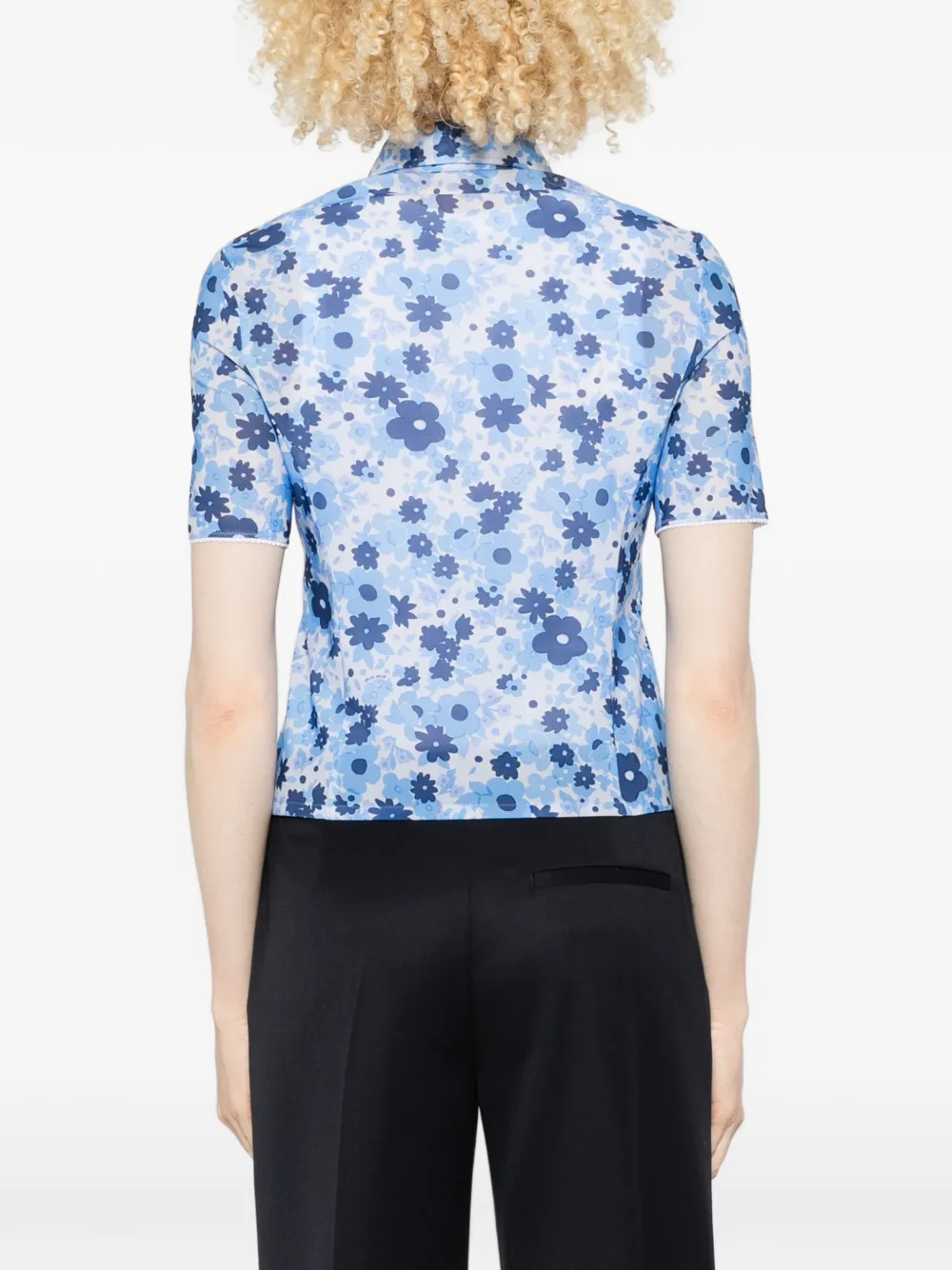 Miu Blouse met bloemenprint en rits Blauw