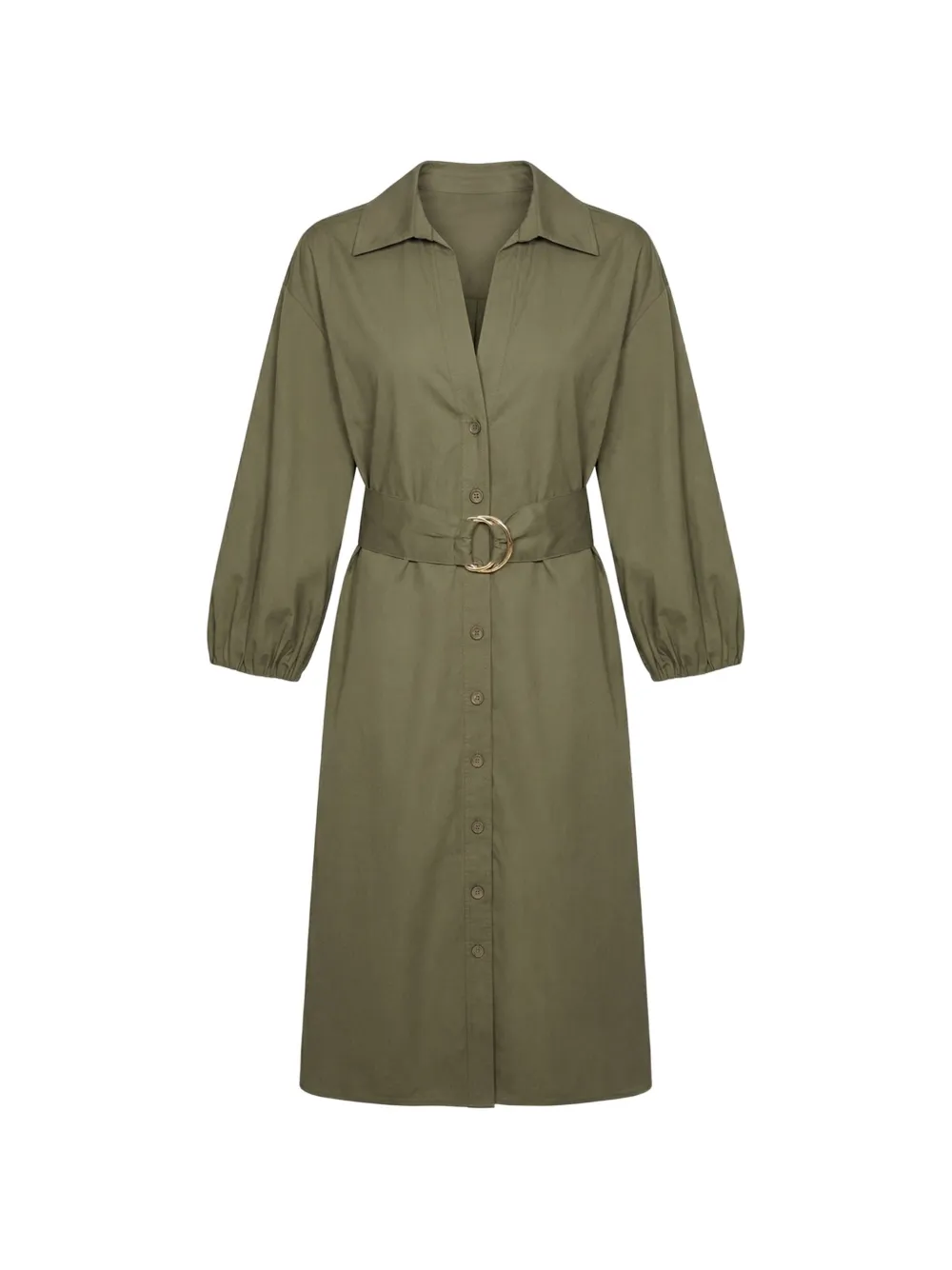 TWINSET belted buttoned midi dress - Verde