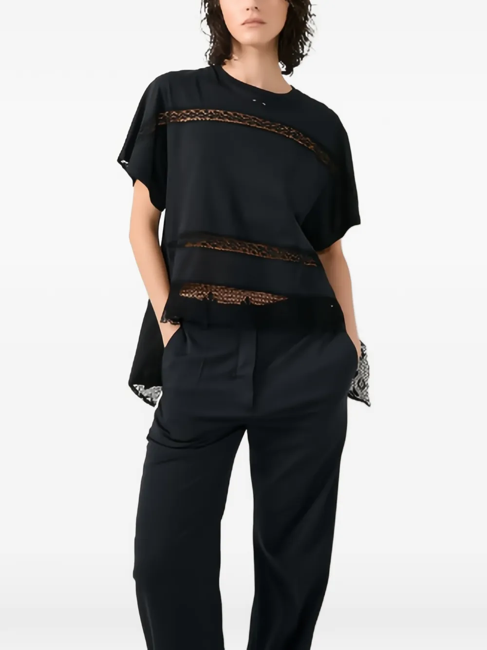 Barbara Bui T-shirt met kant Zwart