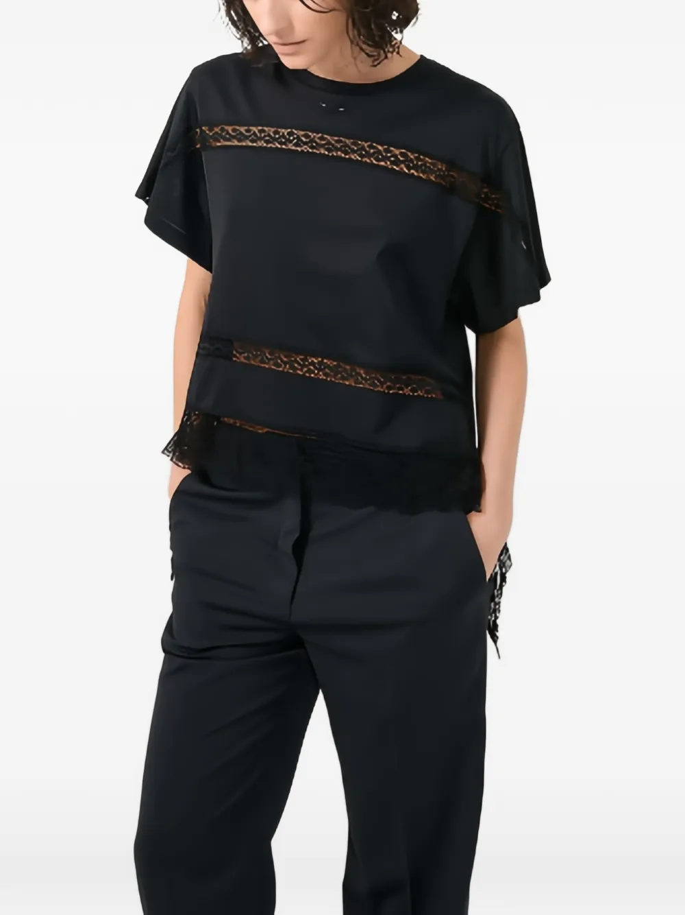 Barbara Bui T-shirt met kant Zwart