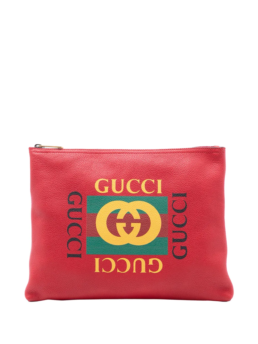Gucci Pre-Owned 2016-2025 Medium Leather Logo Portfolio clutch bag - Rosso