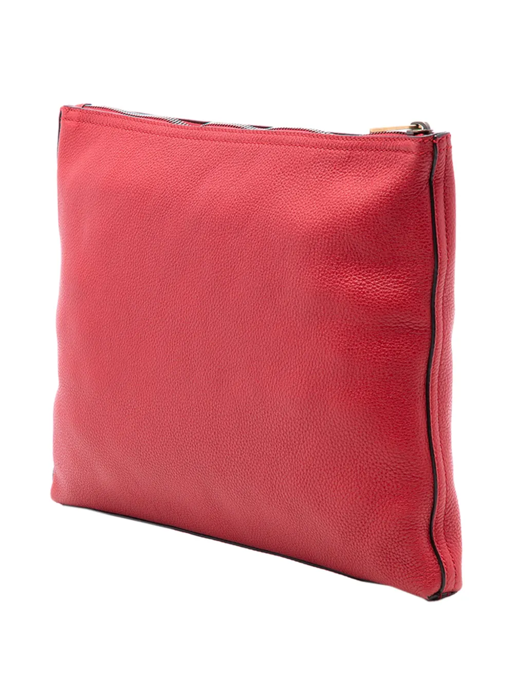  Gucci Pre-owned 2016-2025 Medium Leather Logo Portfolio Clutch Bag - Red 