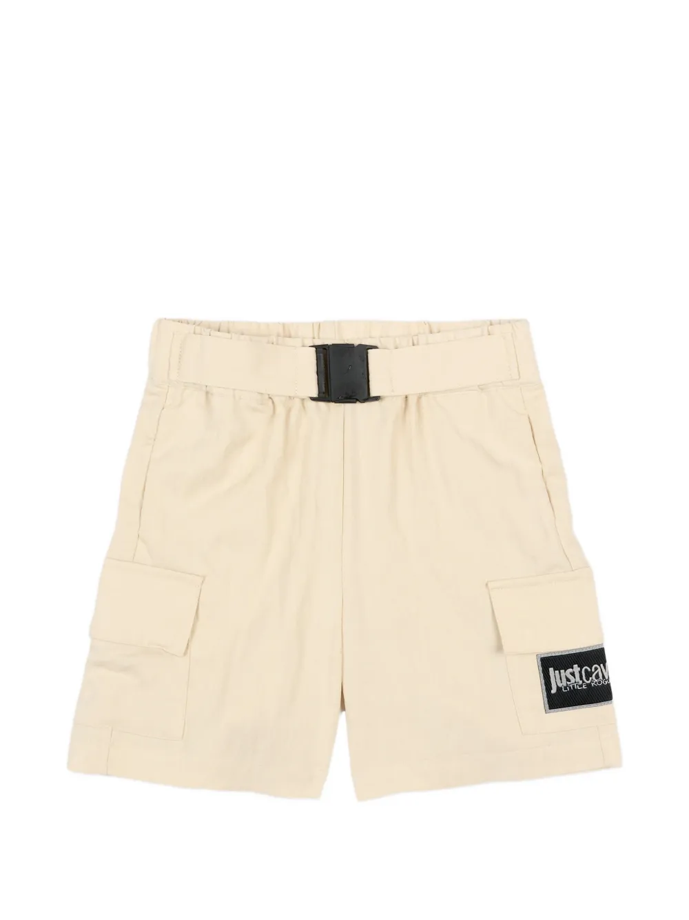 Just Cavalli Kids logo-appliqué buckled cargo shorts - Toni neutri