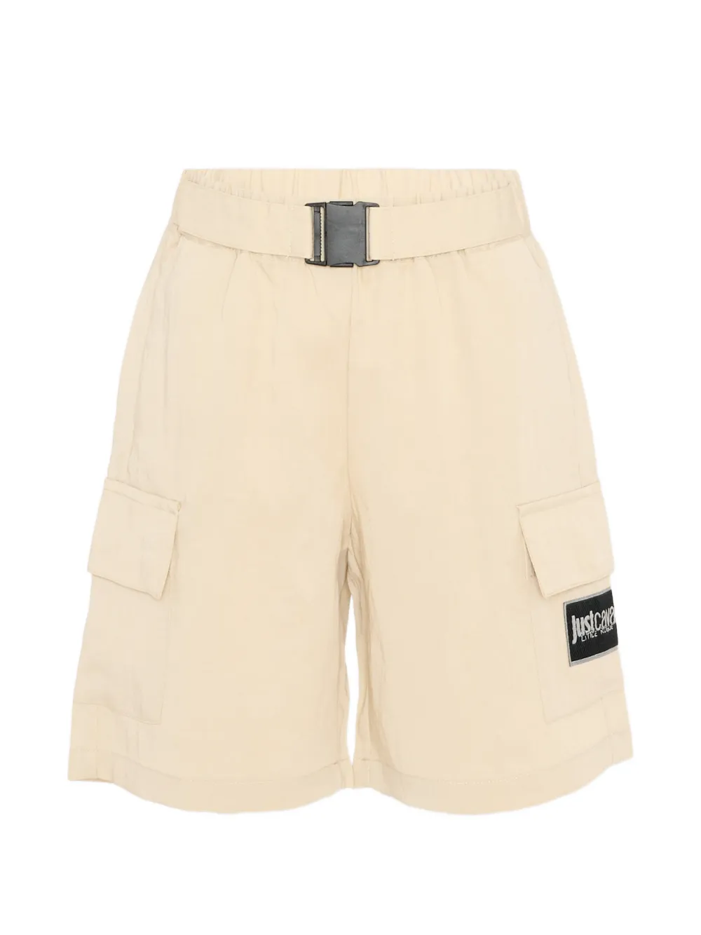 Just Cavalli Kids logo-appliqué buckled cargo shorts - Toni neutri