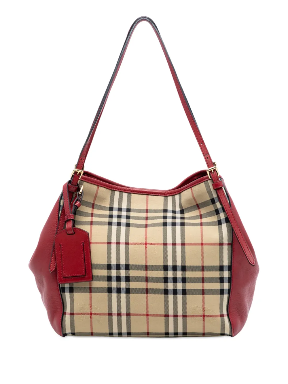 Burberry Pre-Owned 2000-2017 Small Haymarket Check Canvas and Leather Canterbury tote bag - Red
