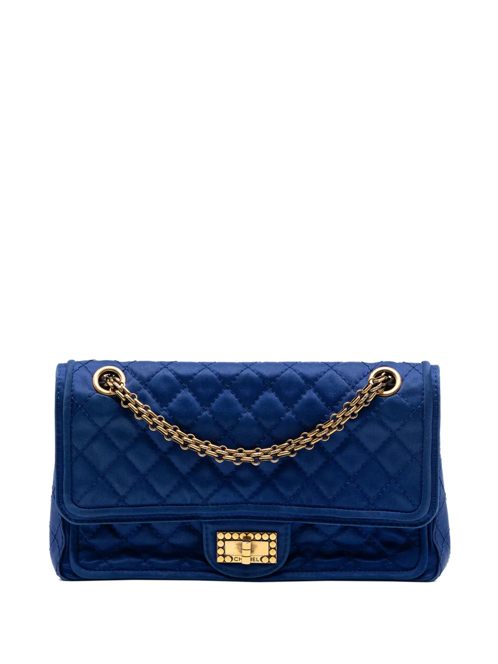 CHANEL Pre-Owned 2009-2010 Quilted Satin Reissue 2.55 Double Flap 225 shoulder bag - Blu