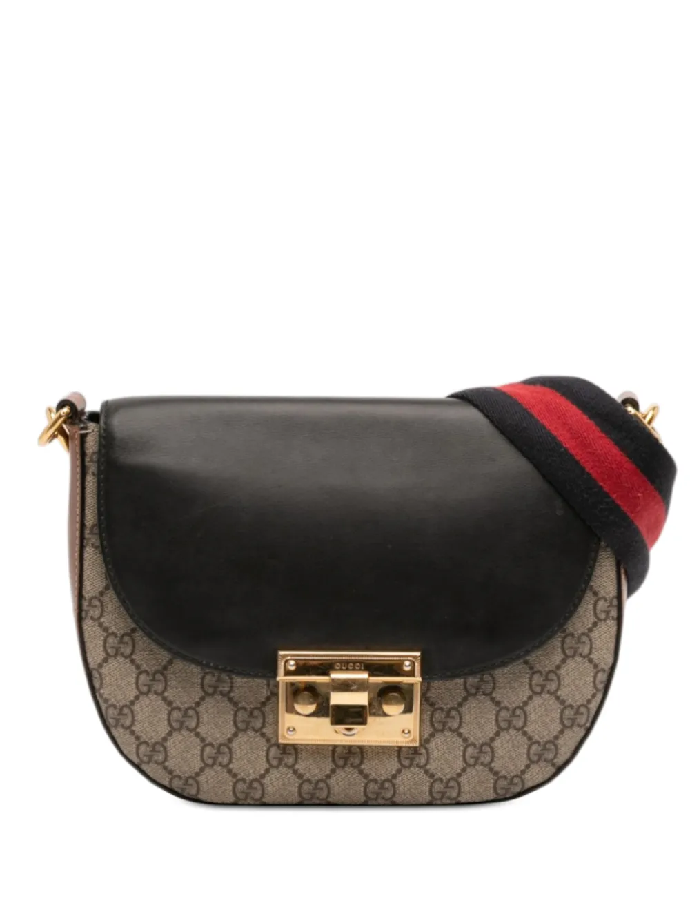 Gucci Pre-Owned 2016-2025 GG Supreme Web Padlock crossbody bag - Nero