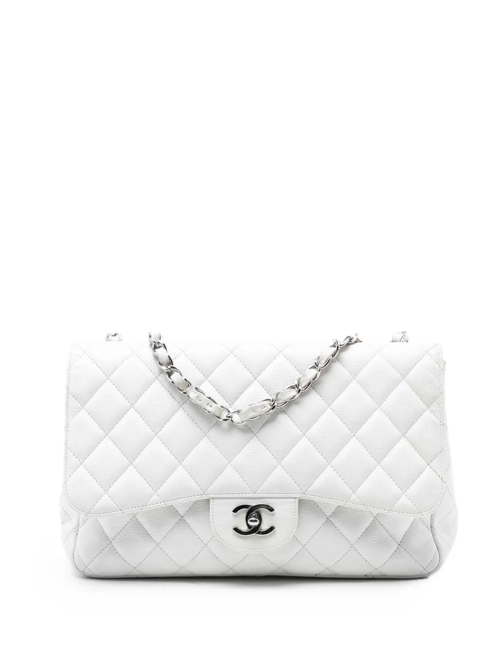 CHANEL Pre-Owned 2008-2009 Jumbo Classic Caviar Single Flap shoulder bag - Bianco