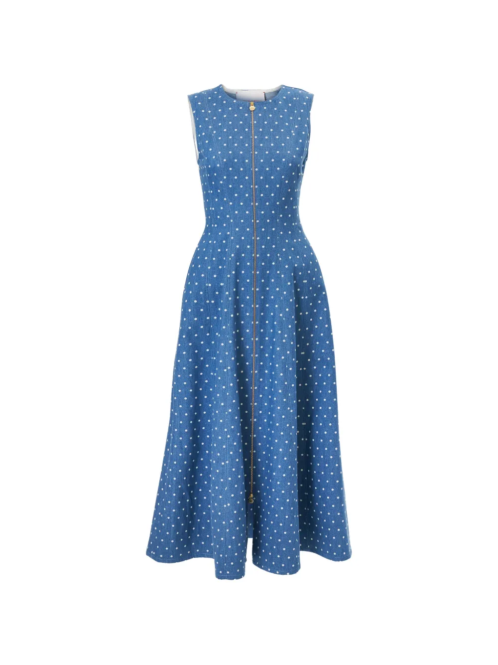 Carolina Herrera polka dot denim A-line midi dress - Blu