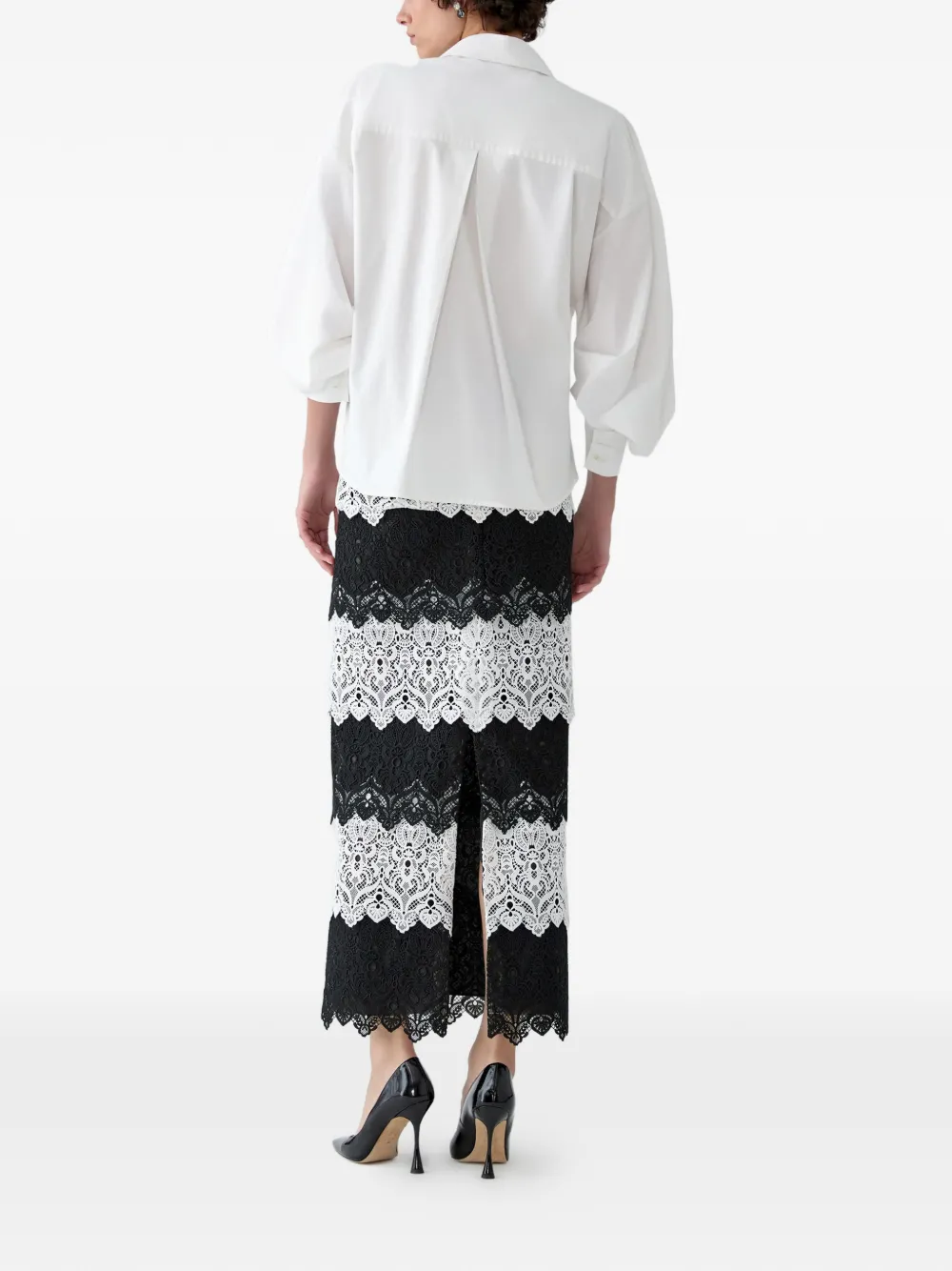 Carolina Herrera Kokerrok met afwerking van kant Zwart