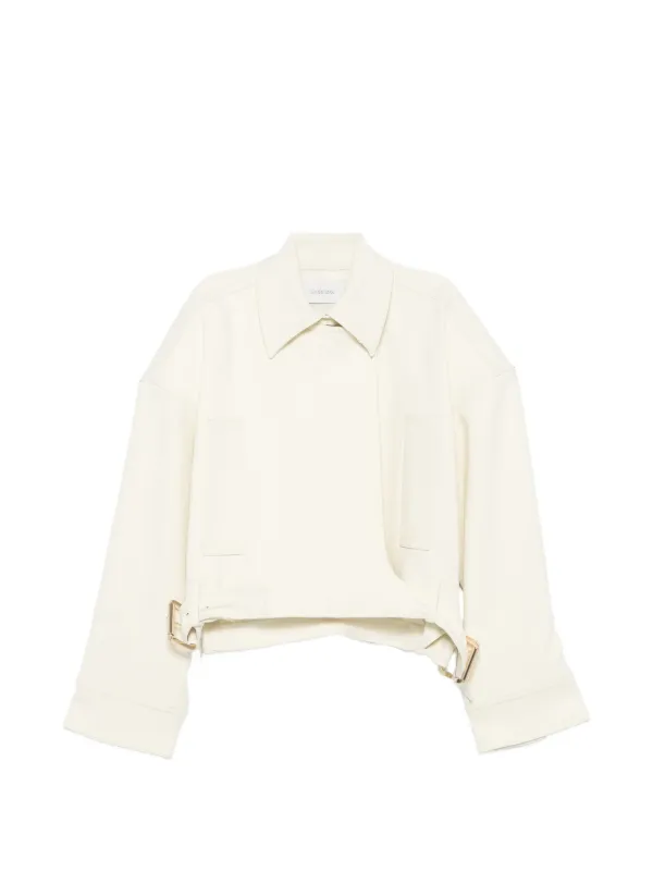 Sportmax Cropped Buckle-detail Jacket in Neutrals