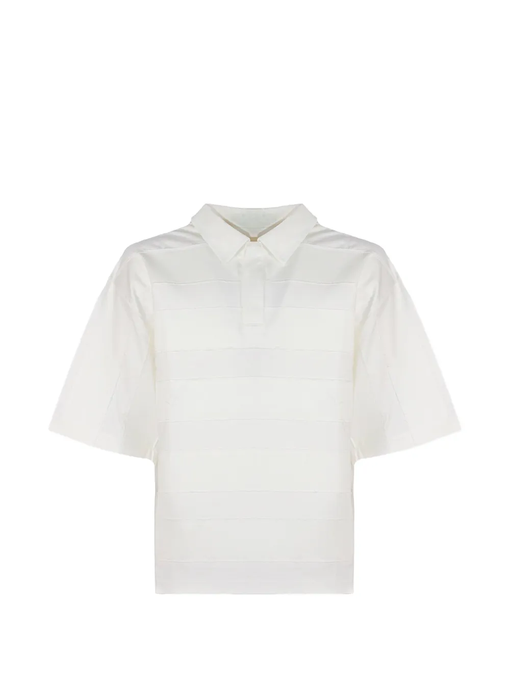 Nine In The Morning panelled frayed-edge polo-collar T-shirt - Bianco