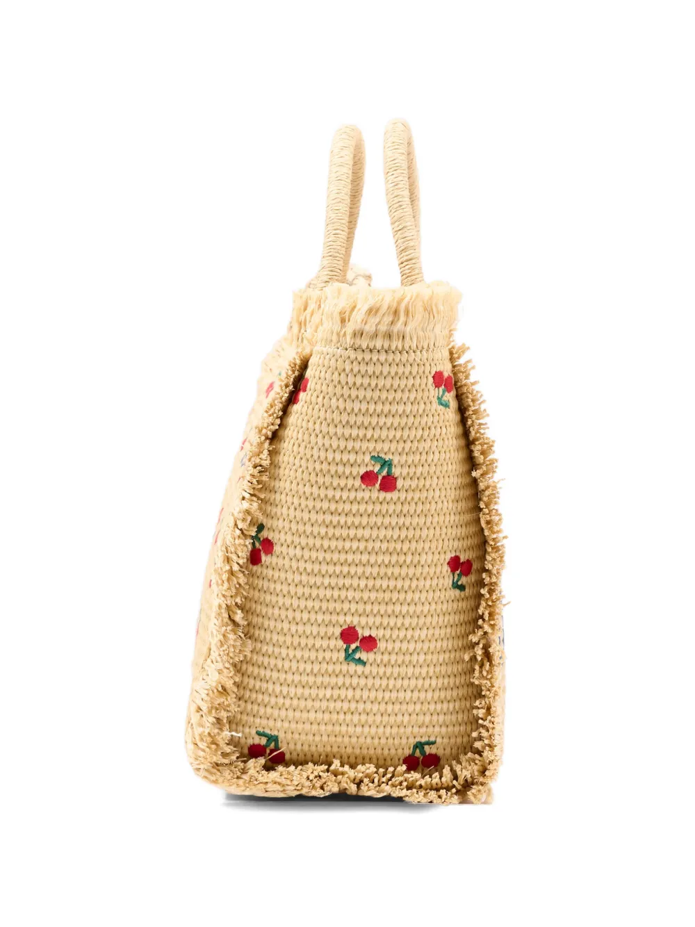  Mc2 Saint Barth Vanity Cherry Embroidered Fringe Bag - Neutrals 