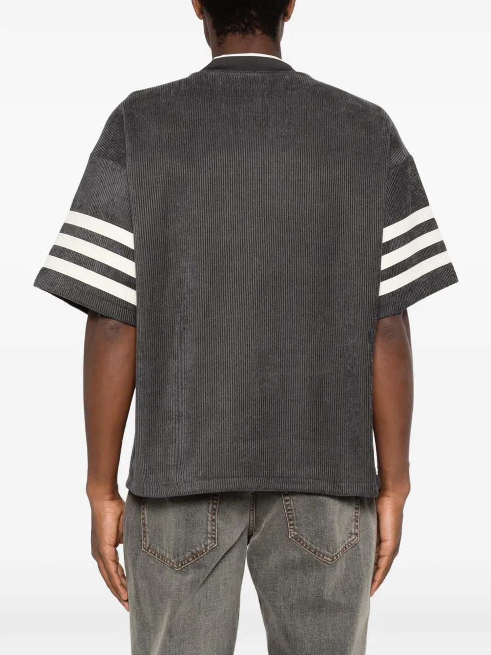 adidas Geribbeld T-shirt met logoprint Grijs