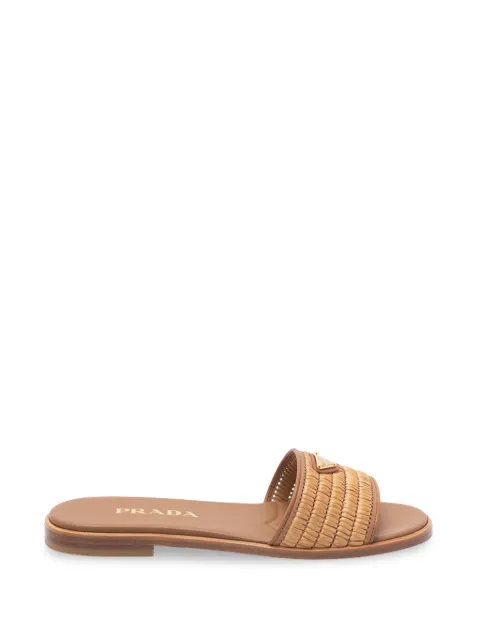 Prada crochet-detail leather slides