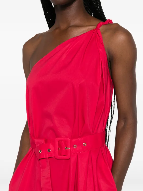 twinset one shoulder satin dress TWINSET cowl-neck one-shoulder Midi Dress | Black