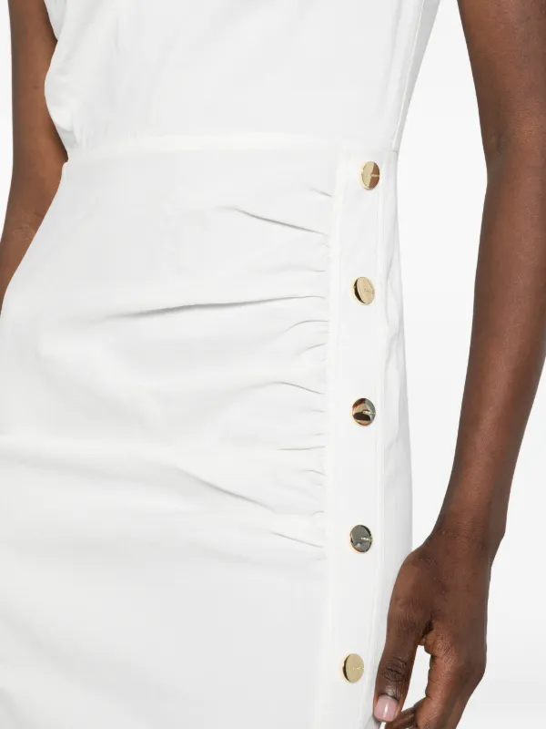 PINKO Alissa Button Detail Dress | White | FARFETCH IL