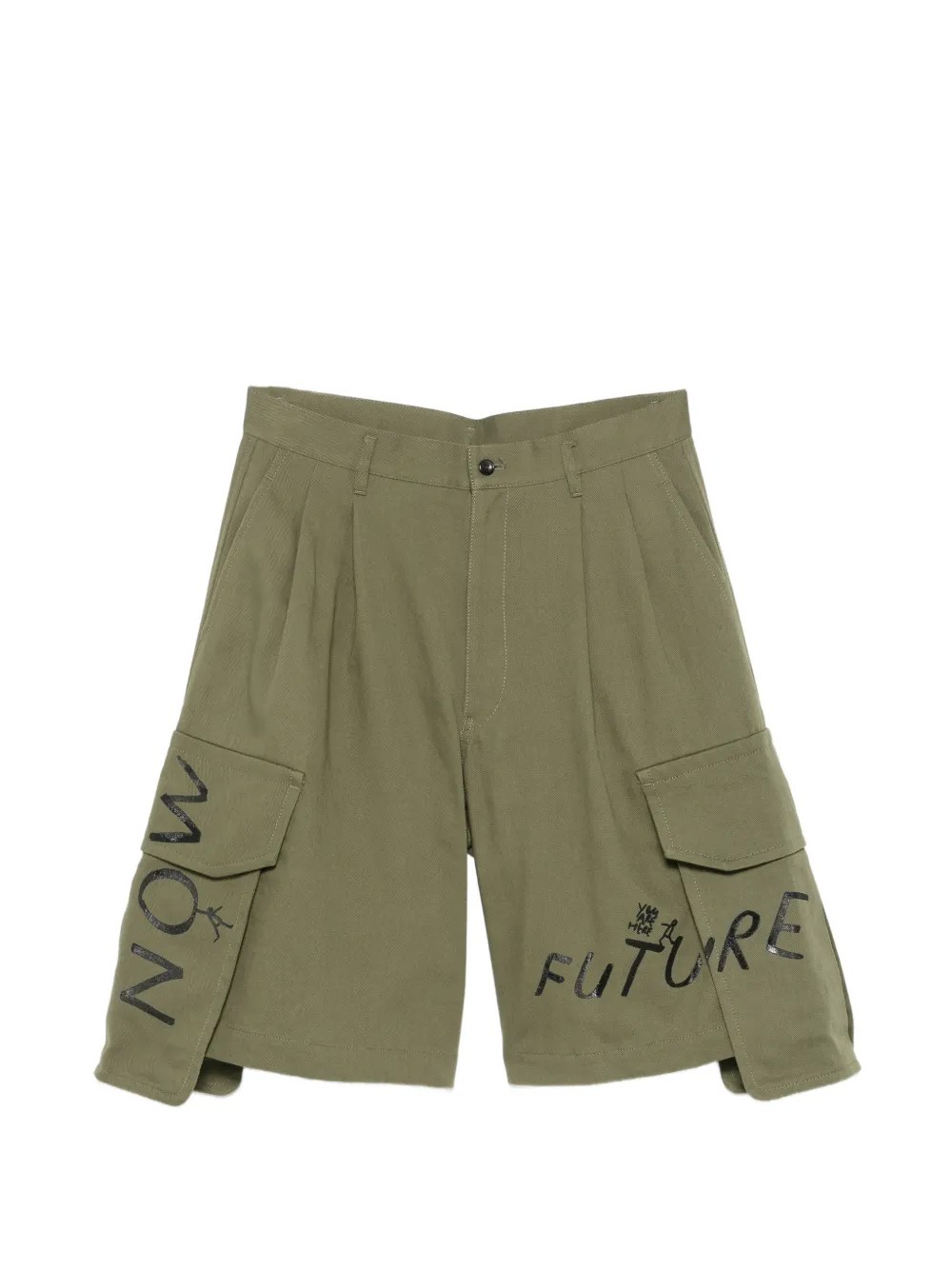 Comme Des Garçons Shirt slogan-print cargo shorts - Verde