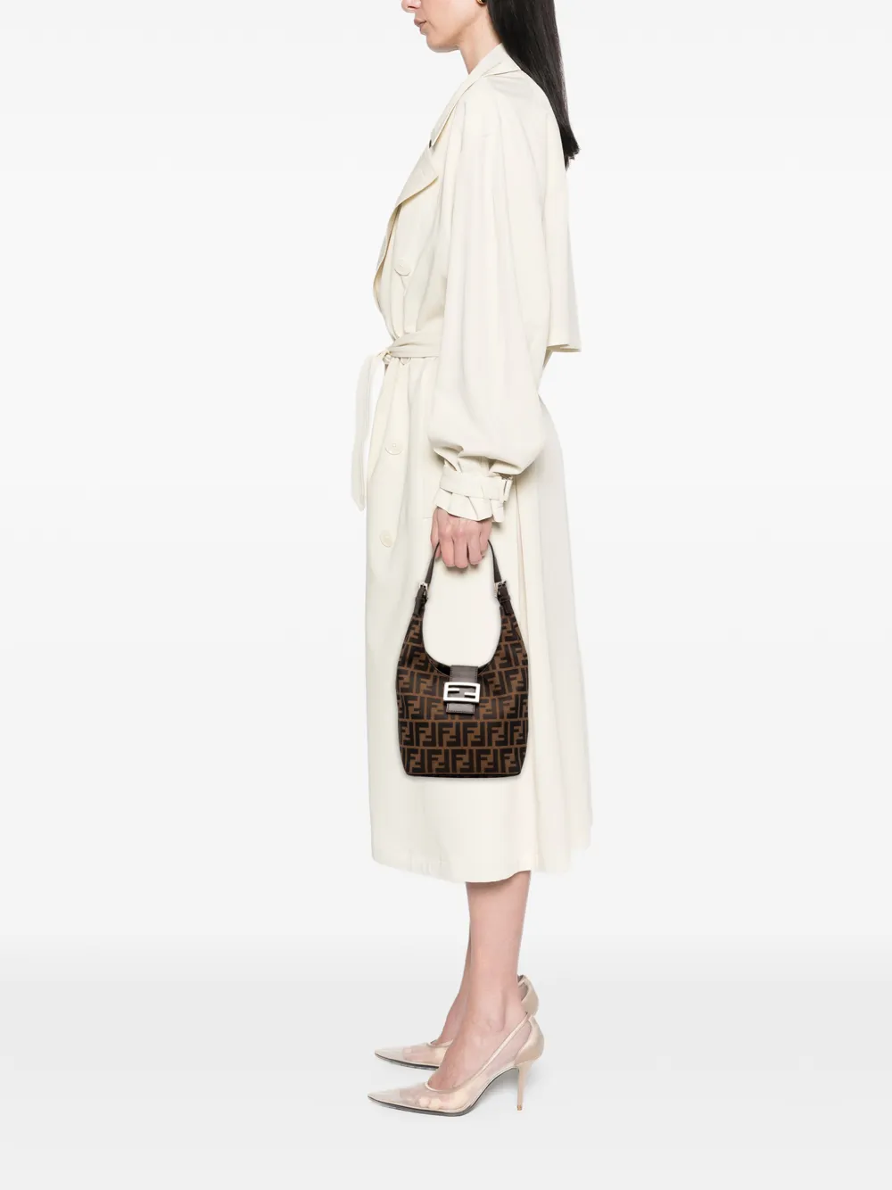  Fendi Pre-owned 2000-2010 Zucca Canvas Shoulder Bag - Brown 