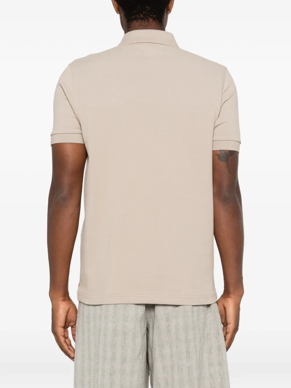 Comme Des Garçons Shirt Poloshirt met geborduurd logo en colourblocking Beige