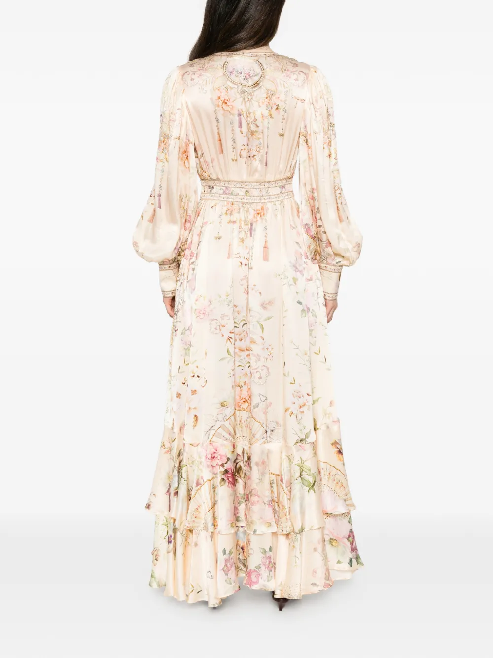 Camilla Jurk met bloemenprint Beige