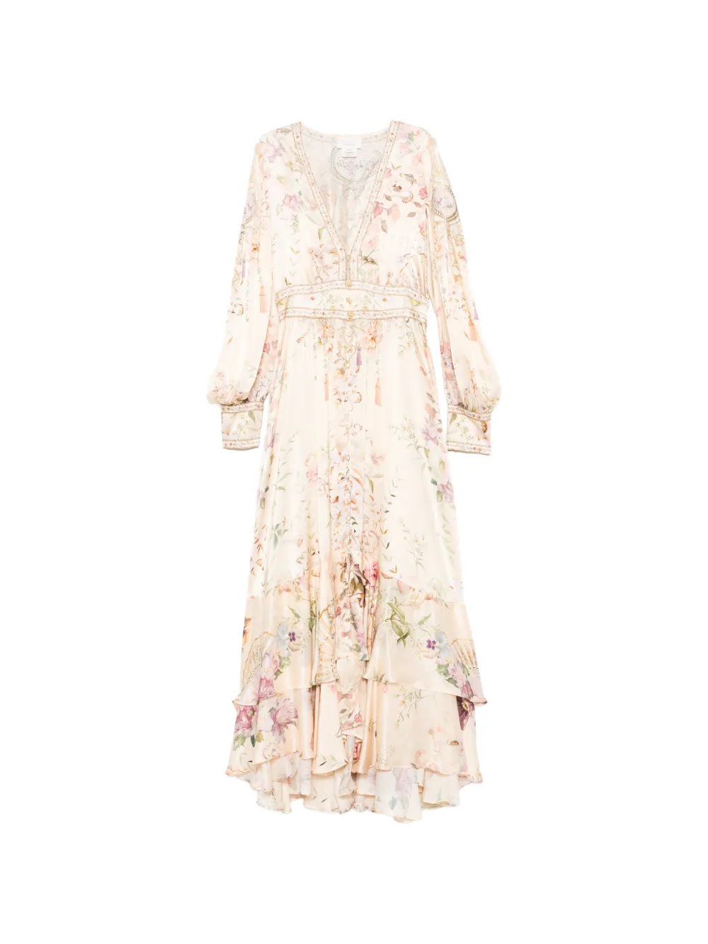 Camilla Adorned In Aranjuez floral-print silk maxi dress - Nude