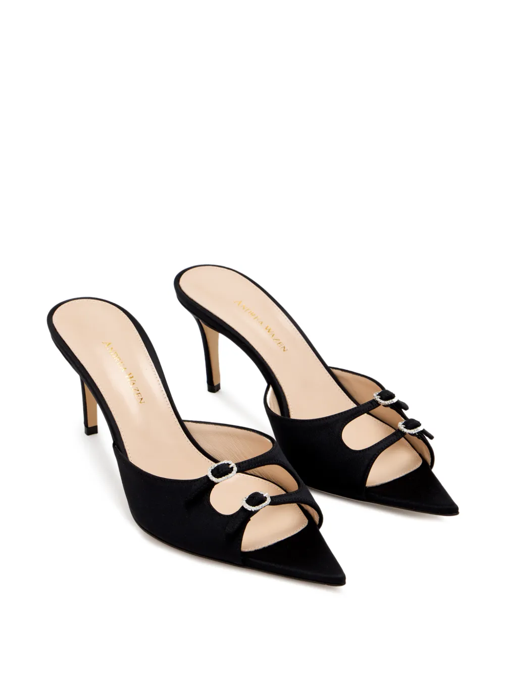 Andrea Wazen Janis muiltjes verfraaid met gesp Zwart