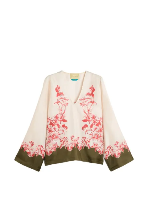 MOMONÌ long sleeve floral print blouse