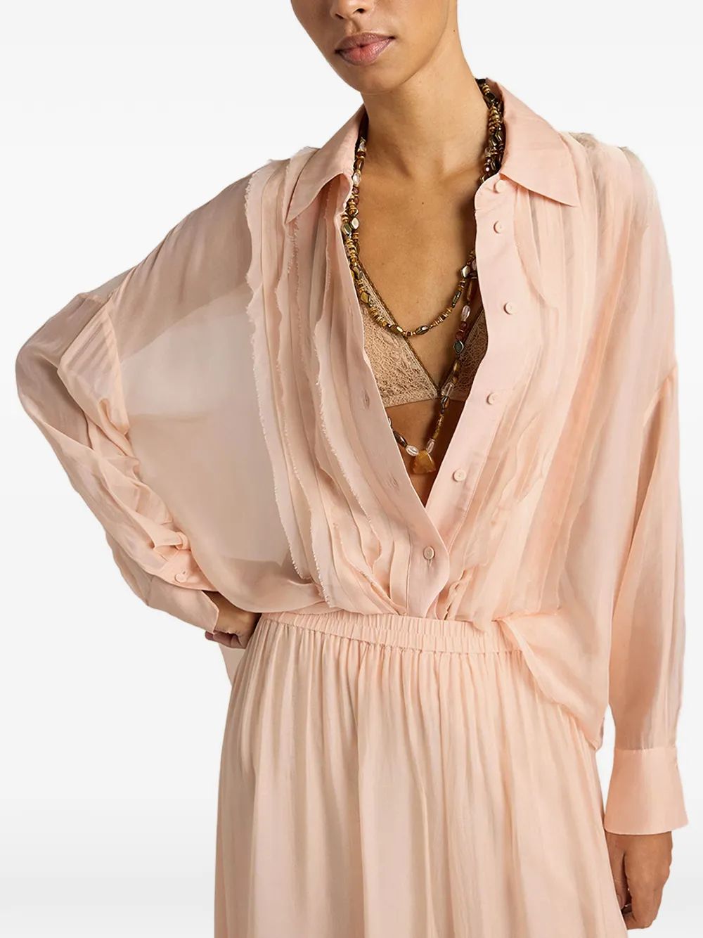  Momoni Raw Cut Bib Shirt - Pink 
